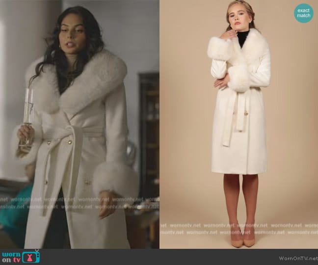 Santinni Marlene Cashmere and Wool Coat worn by Leila (Pardis Saremi) on Death and Other Details