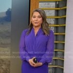 Ginger’s purple wrap blouse and pencil skirt on Good Morning America