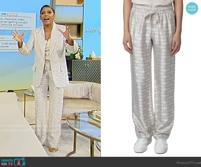 Zadig and Voltaire Pomy Wings Jacquard Wide Leg Pants worn by Tamron Hall on Tamron Hall Show