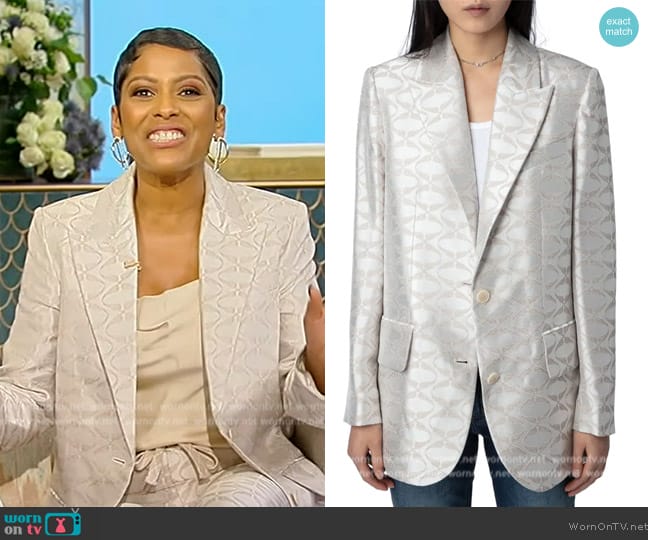 Zadig and Voltaire Vicka Jacquard Blazer worn by Tamron Hall on Tamron Hall Show