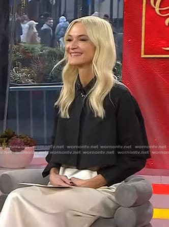 Zanna Roberts Rassi’s black cropped shirt and white skirt on Today