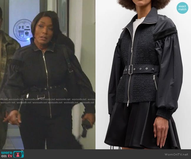 3.1 Phillip Lim Recycled Tech-Poly Smocked Jacket worn by Athena Grant (Angela Bassett) on 9-1-1