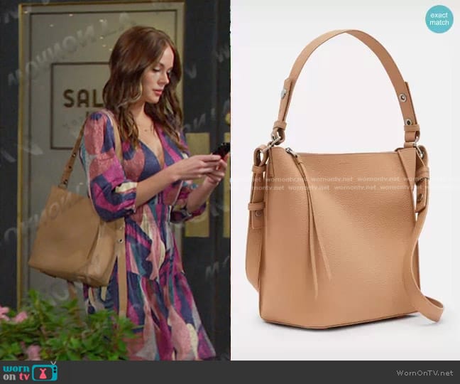 All Saints Kita Leather Crossbody Bag worn by Stephanie Johnson (Abigail Klein) on Days of our Lives