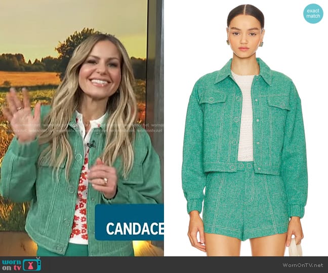 Central Park West Sammie Cropped Jacket worn by Candace Cameron Bure on Access Hollywood