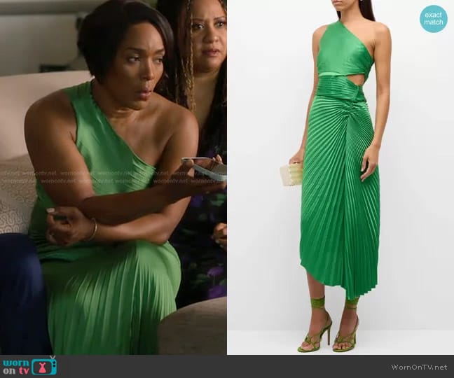 A.L.C. Dahlia Dress in Basil worn by Athena Grant (Angela Bassett) on 9-1-1