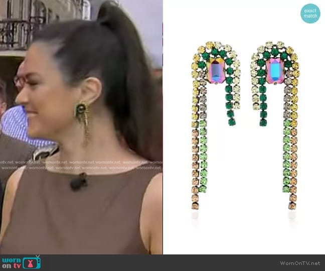Demarson Divina Crystal Waterfall Earrings worn by Donna Farizan on Today