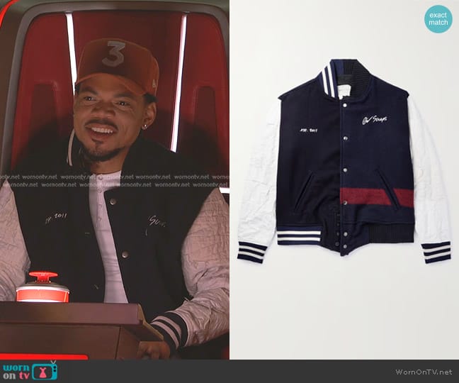 Greg Lauren Sailor Cotton and Wool-Blend Varsity Jacket worn by Chance The Rapper on The Voice