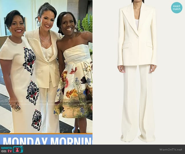 Gabriela Hearst Leiva Wool Blazer Jacket in Ivory worn by Laura Jarrett on Today