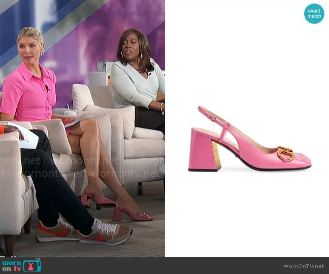 Gucci Mid-heel Slingback With Horsebit worn by Amanda Kloots on The Talk
