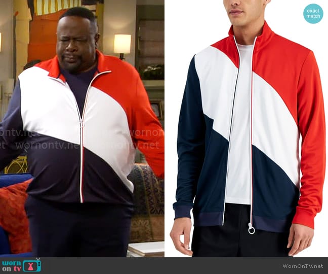 ID Ideology Regular Fit Colorblocked Track Jacket worn by Calvin (Cedric The Entertainer) on The Neighborhood