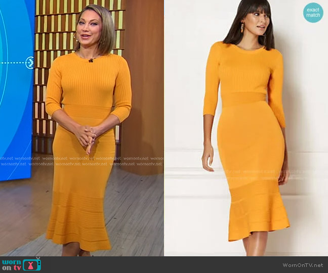 New York & Company Ina Sweater Dress - Eva Mendes Collection worn by Ginger Zee on Good Morning America