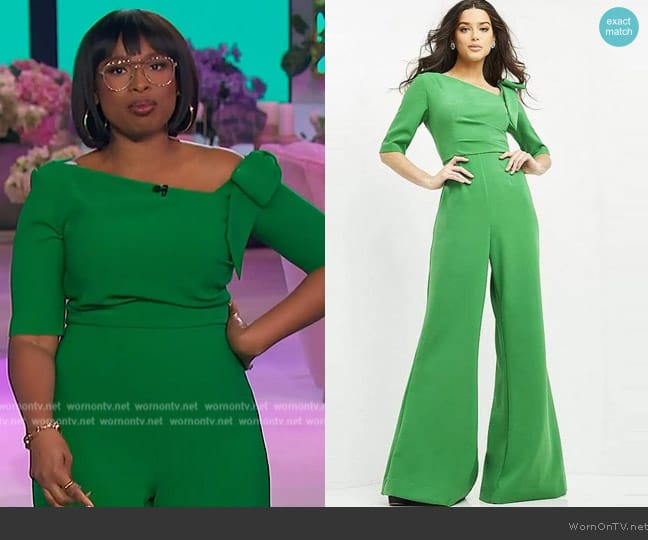 Jovani 04284 Bow Shoulder Asymmetric Jumpsuit worn by Jennifer Hudson on The Jennifer Hudson Show