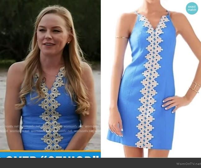 Lilly Pulitzer Lapis Blue Pearl Shift Dress worn by Victoria Meadows Murphy on Today