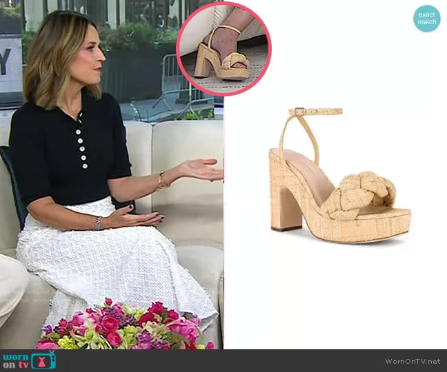 Loeffler Randall Fae Platform Heel Sandals worn by Savannah Guthrie on Today