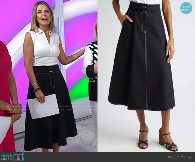 Max Mara Cotton & Linen Canvas Midi Skirt worn by Savannah Guthrie on Today