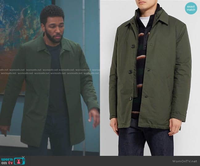 NN07 Blake Shell Coat with Detachable PrimaLoft Liner in Army Green worn by Winston Ndugu (Anthony Hill) on Greys Anatomy
