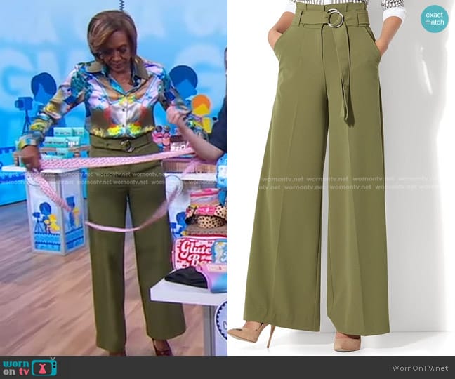 New York & Company Paperbag-Waist Palazzo Pant worn by Robin Roberts on Good Morning America
