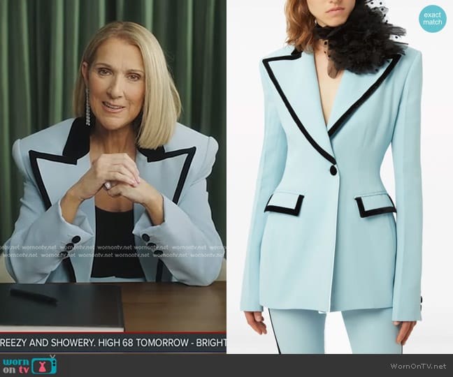 Nina Ricci Cady Velvet-trim Blazer worn by Celine Dion on Good Morning America