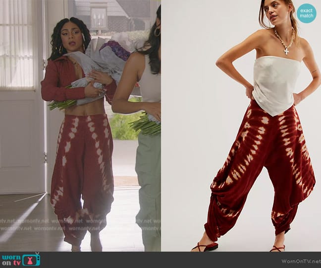 OneTeaspoon Hand Dyed Harem Pants worn by Patience (Chelsea Tavares) on All American