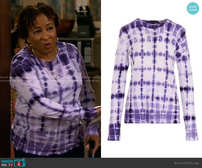 Proenza Schouler Tie-dye Cotton Top worn by Lucretia Turner (Wanda Sykes) on The Upshaws
