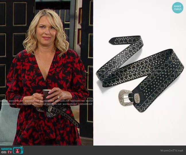 Free People Piper Studded Waist Belt worn by Nicole Walker (Arianne Zucker) on Days of our Lives