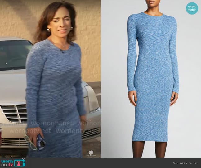 Tibi Printed Combed Cotton Midi Dress worn by Michelle Miller on CBS Mornings