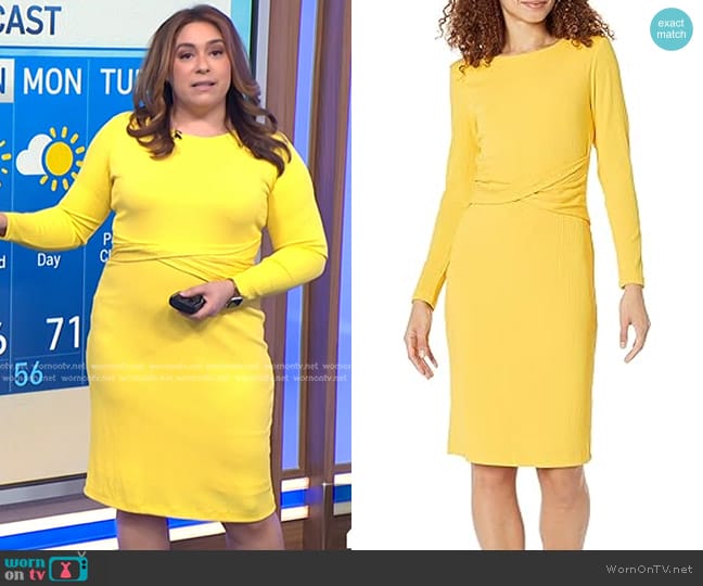 Tommy Hilfiger Long Sleeve Twist Wasit Knit Dress worn by Violeta Yas on NBC News Daily
