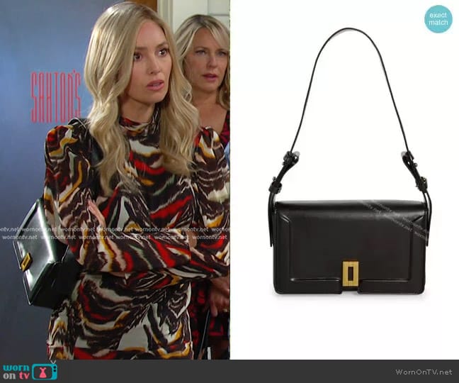 Topshop Sidney Trophy Shoulder Bag in black worn by Theresa Donovan (Emily O'Brien) on Days of our Lives