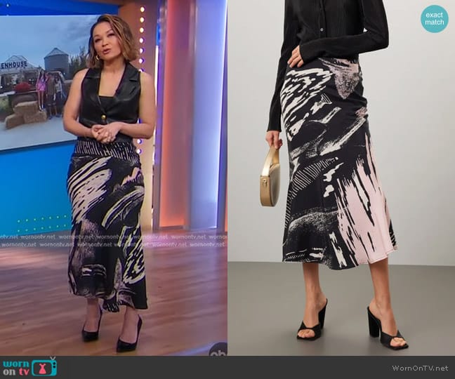 Untitled in Motion Lelaki Midi Skirt worn by Eva Pilgrim on Good Morning America