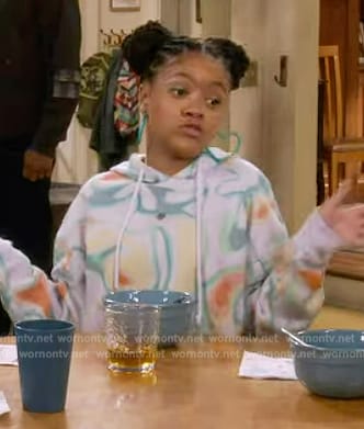 Aaliyah’s tie dye hoodie on The Upshaws