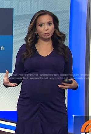 Adelle’s purple ruched dress on Today