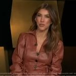 Adrianna Costa’s brown leather button down dress on Access Hollywood
