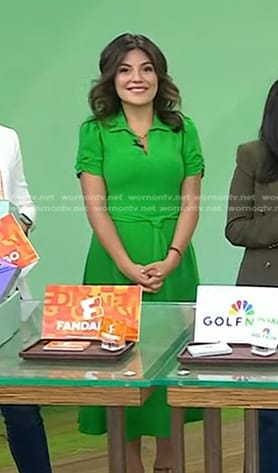 Adrianna’s green tie waist collared dress on Today