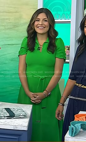 Adrianna’s green tie waist collared dress on Today
