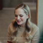 Ainsley’s camel striped sweater and houndstooth skirt on Loot
