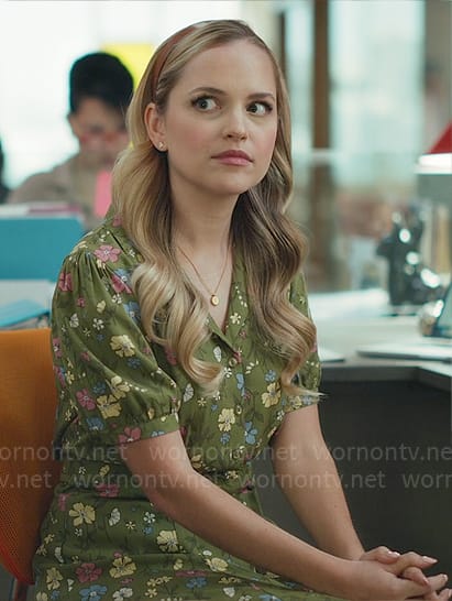 Ainsley’s green floral dress on Loot