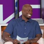 Akbar’s blue and orange dotted shirt on The Talk