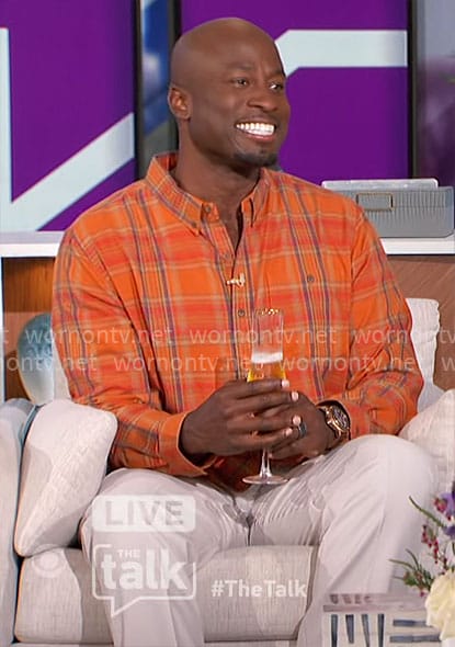 Akbar’s orange plaid shirt on The Talk