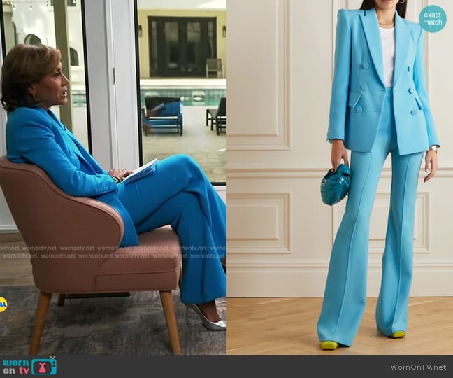 Alex Perry Landon Double-Breasted Crepe Blazer worn by Robin Roberts on Good Morning America