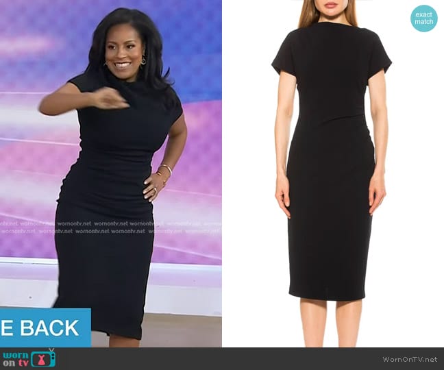 Alexia Admor Annalise Draped Short Sleeve Body-Con Dress worn by Sheinelle Jones on Today