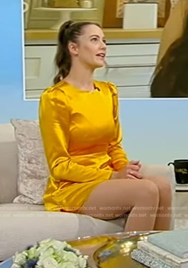 Alexia Delarosa’s gold mini dress on Tamron Hall Show