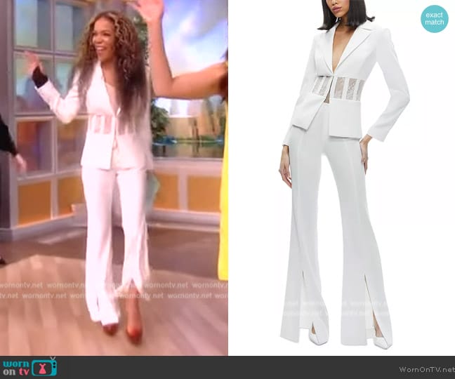 Alice + Olivia Alexia Fitted Sheer Lace Corset Blazer worn by Sunny Hostin on The View