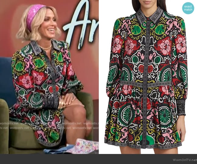 Alice + Olivia Bertha Blouson-Sleeve Mini Shirtdress worn by Nicole Ari Parkers on Access Hollywood
