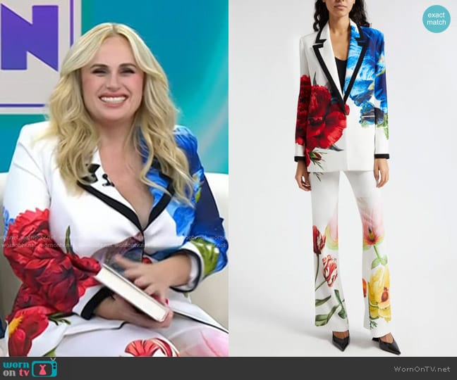 Alice + Olivia Ultra Floral Flare Pants in Le Parisen worn by Rebel Wilson on Today