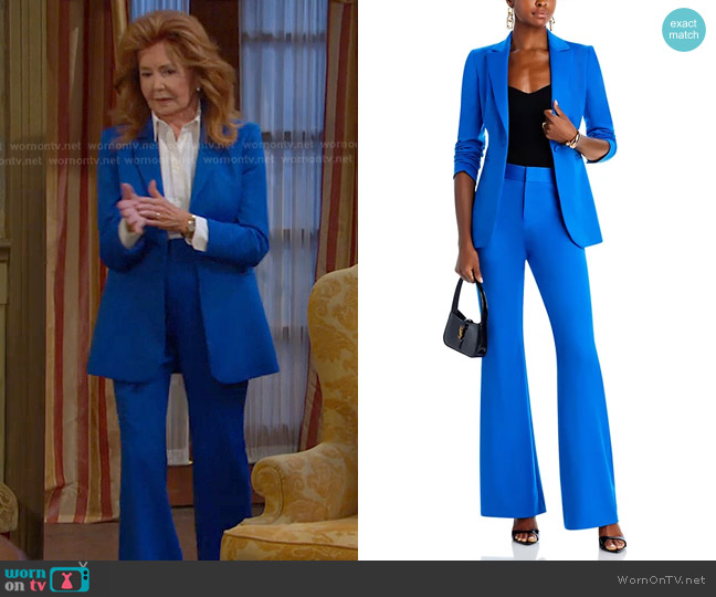 Alice + Olivia Breann Satin Fitted Blazer in Sapphire worn by Maggie Horton (Suzanne Rogers) on Days of our Lives