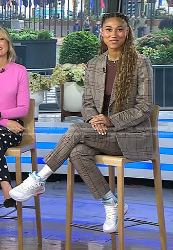 Ally’s brown plaid blazer and pants on Today