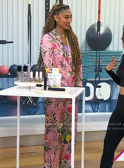 Ally Love’s pink floral blazer and pants on Today