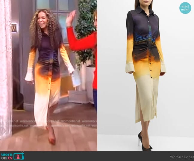 Altuzarra Claudia Dyed Button-Front Shirtdress worn by Sunny Hostin on The View