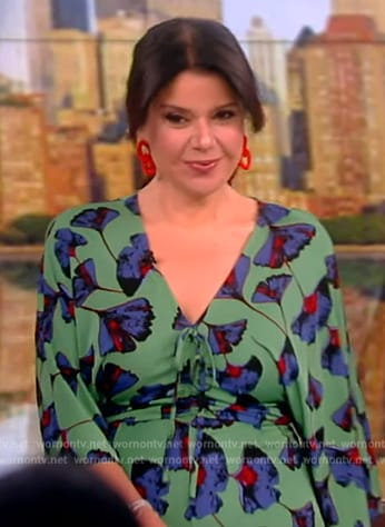 Ana’s green floral print tie front dress on The View
