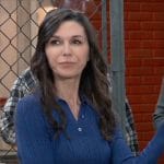 Anna’s blue rib knit polo top on General Hospital